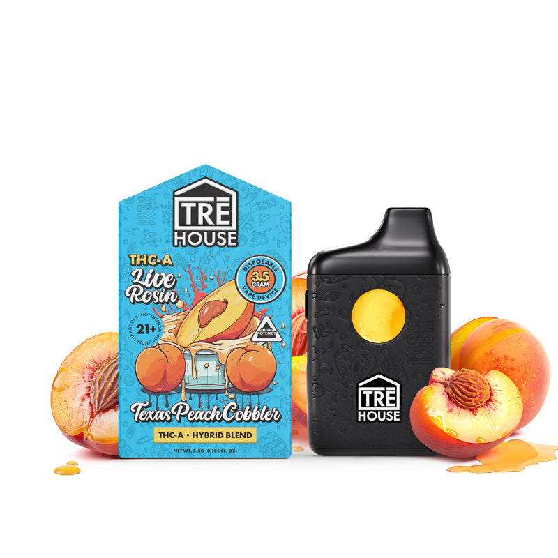 Texas Peach Cobbler - Live Rosin Hybrid THC-A Vape Pen - 3.5g Texas Peach Cobbler - Live Rosin Hybrid THC-A Vape Pen - 3.5g