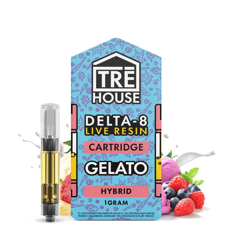 Live Resin Delta 8 Cartridge - Gelato - Hybrid 1g - TRĒ House