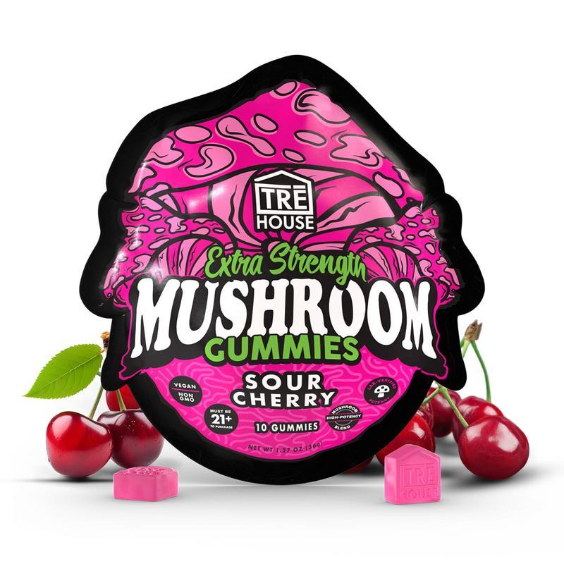 TRE House Extra Strength Sour Cherry mushroom gummies package